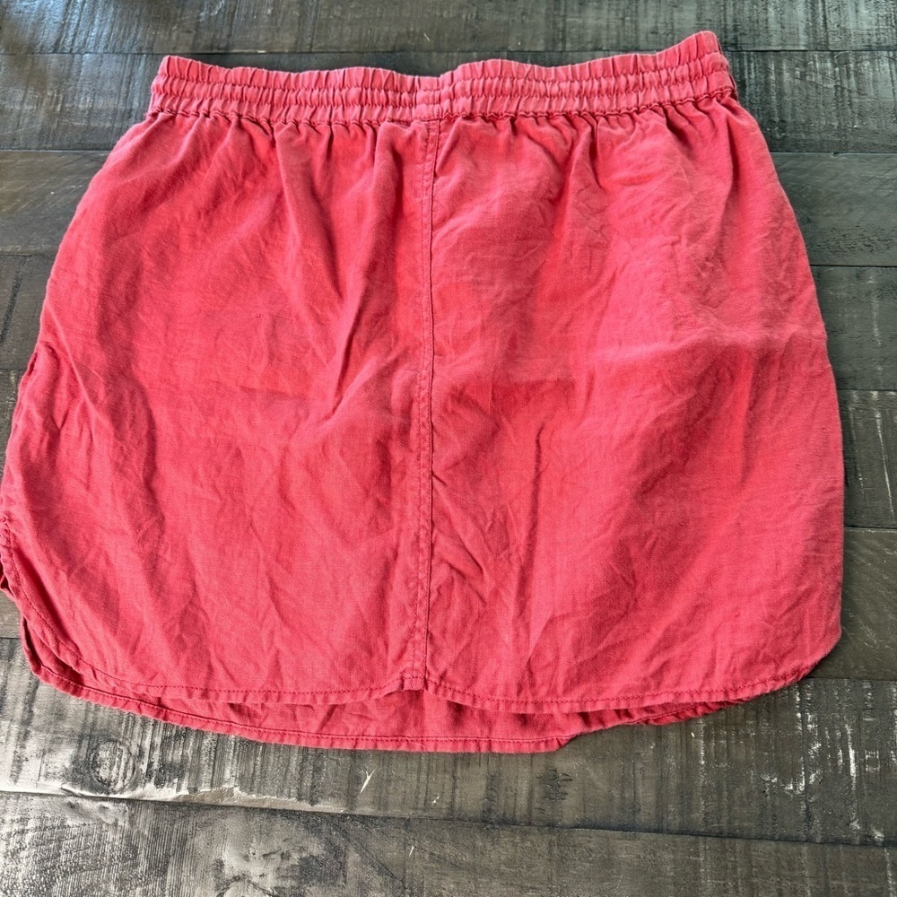 Willi Smith Coral 100% Linen Skirt Size Large Pockets Drawstring Waist - Picture 7 of 9